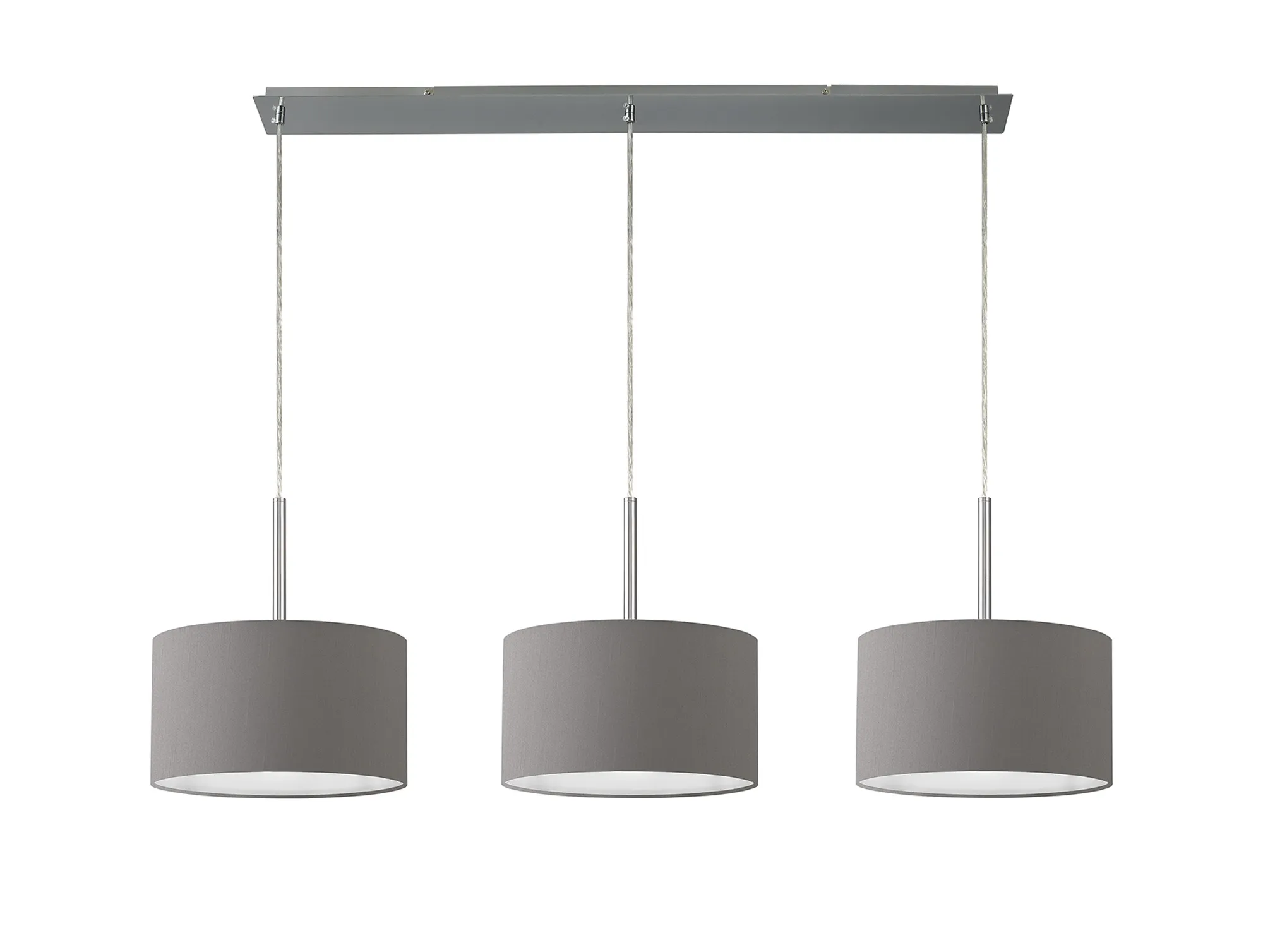 Baymont 30cm Shade 3 Light Pendant Polished Chrome, Grey DK0560  Deco Baymont CH GR